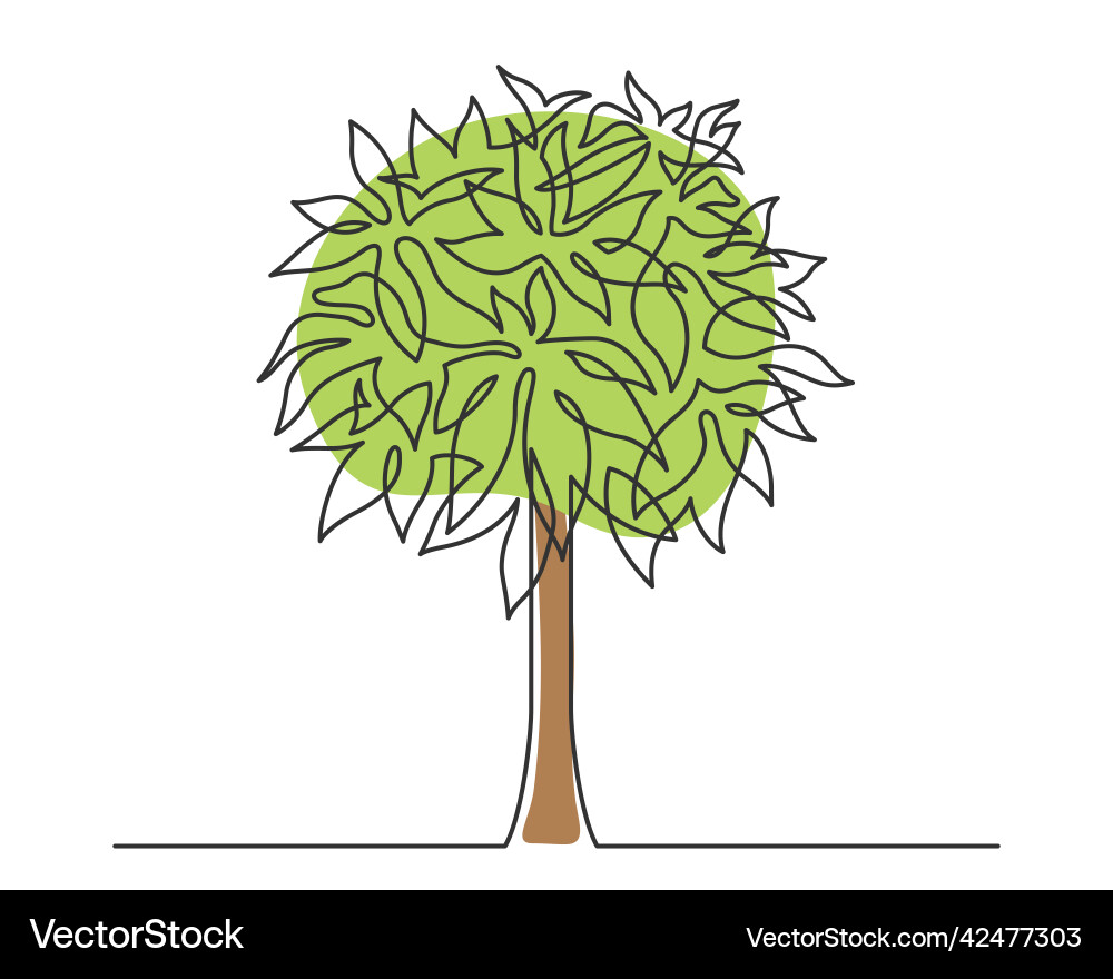 Tree round one line Tree round one line vector image
