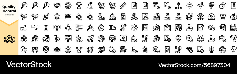 An array of quality control icons featuring An array of quality control icons featuring Vector Image