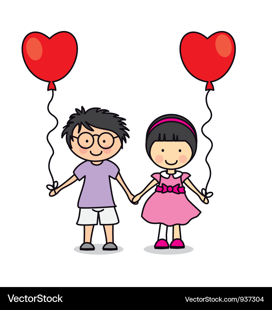 Children with Balloons Vector Image