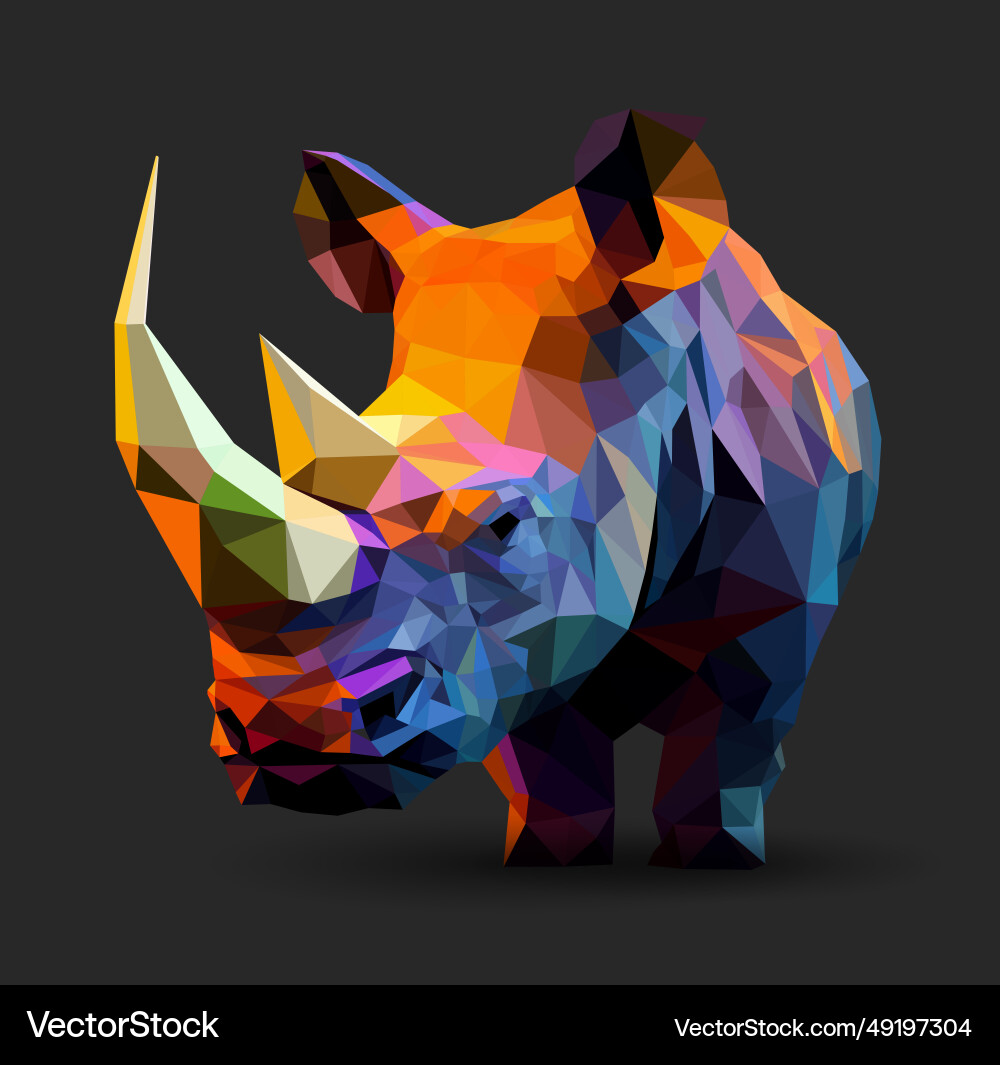 Rhino Poly T-Shirt Colorful Geometric Poly Rhinoceros Rhino Poly T-Shirt Colorful Geometric Poly Rhinoceros