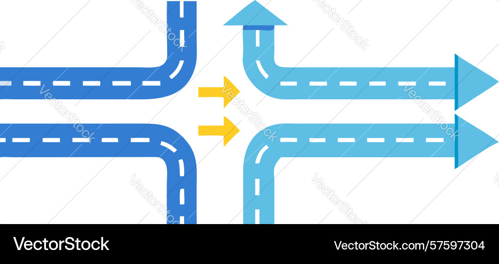 Complex road intersection with multiple vector image