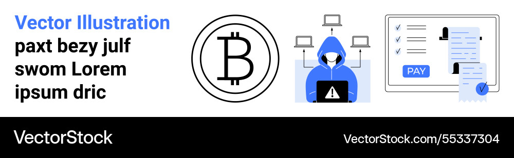 Digital threats in cryptocurrency with hacker Digital threats in cryptocurrency with hacker vector image