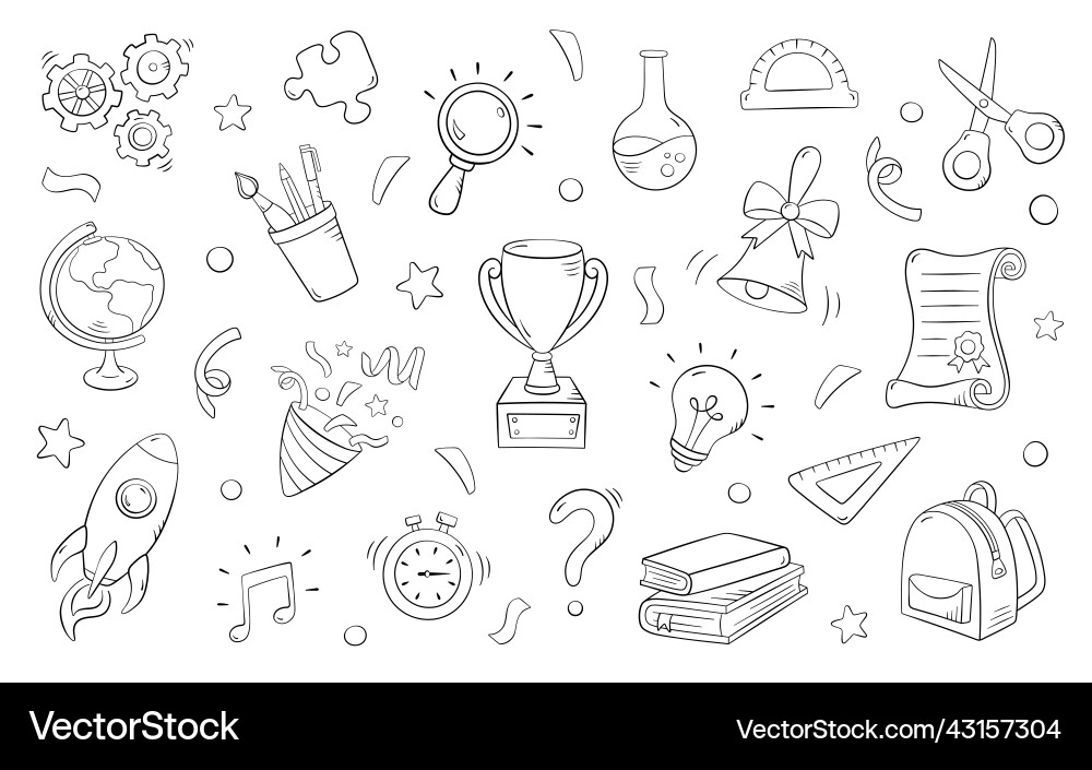 Doodle School Elements Royalty Free Vector Image