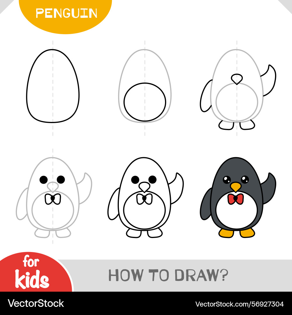 How to draw penguin for children step Vector Image