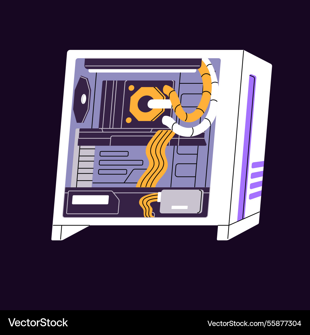 Icon of processor case for gamers inside Icon of processor case for gamers inside vector image