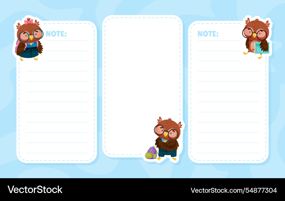 Note card with smart owl character as forest Note card with smart owl character as forest vector image