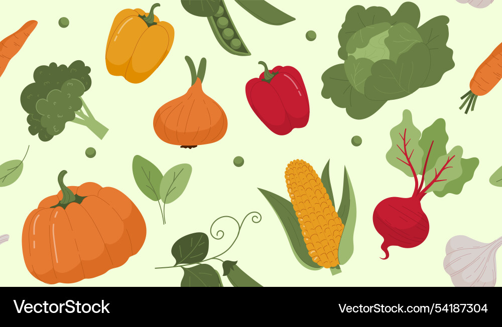 Seamless pattern with vegetables repeating design vector image