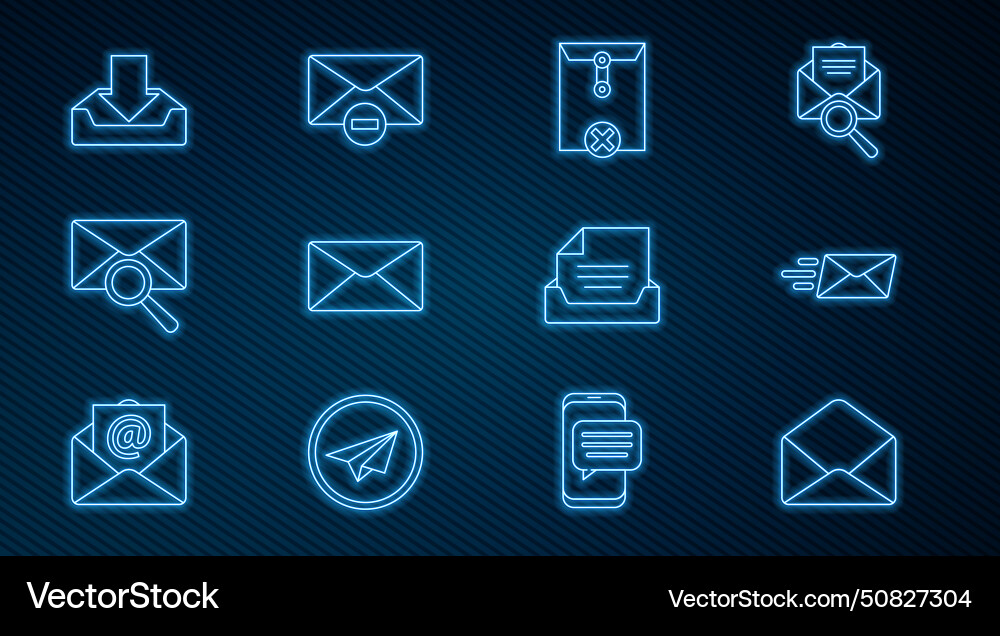 Set line envelope express delete Set line envelope express delete vector image