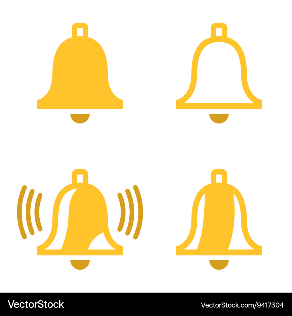 Set of Yellow Bell Icons Vector Image