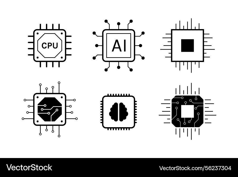 Tech circuit icons set for hardware design Tech circuit icons set for hardware design vector image