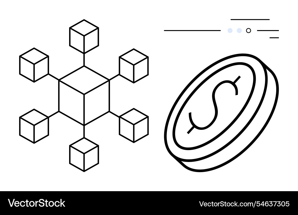 Blockchain network structure with cryptocurrency Blockchain network structure with cryptocurrency vector image