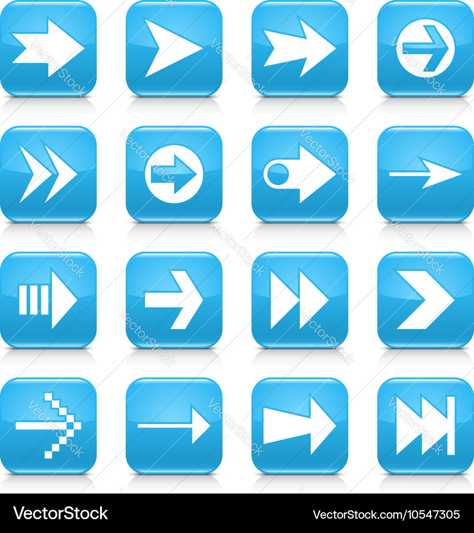 Blue arrow sign rounded square icon web button vector image