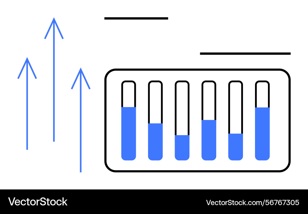Growth progress with bar graph and upward arrows Growth progress with bar graph and upward arrows vector image