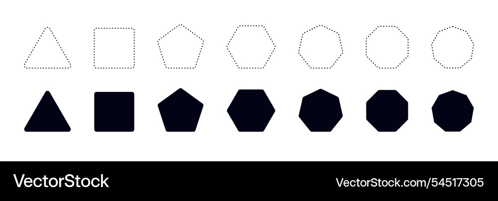Smooth hexagon shape with geometric edges set Smooth hexagon shape with geometric edges set Vector Image