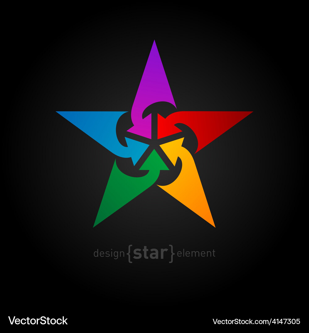 Star with arrows abstract design element Vector Image