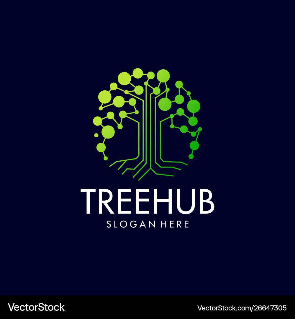 Tech tree digital logo design icon Royalty Free Vector Image
