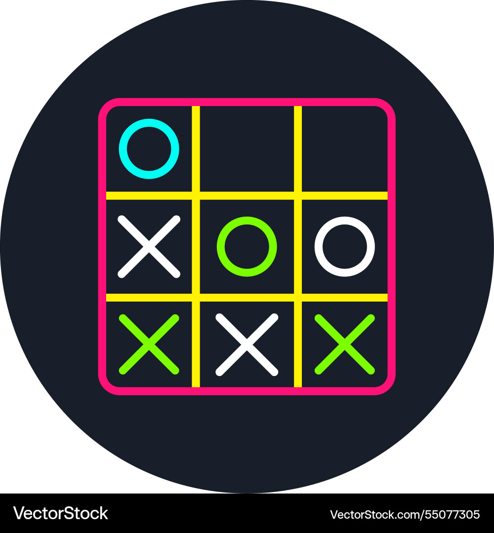 Tic tac toe line multi color icon vector image