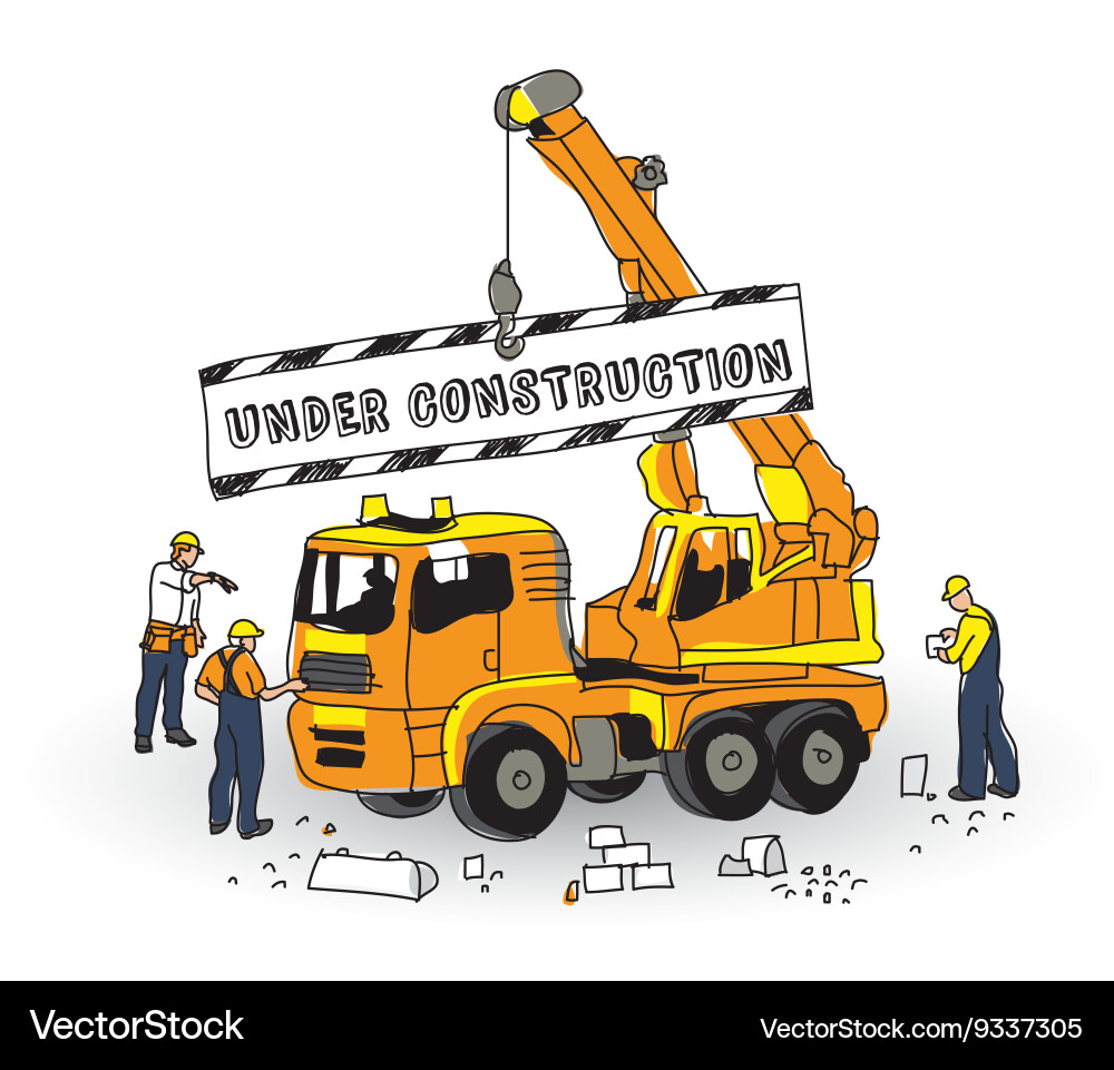 Under construction sign builder and objects vector image