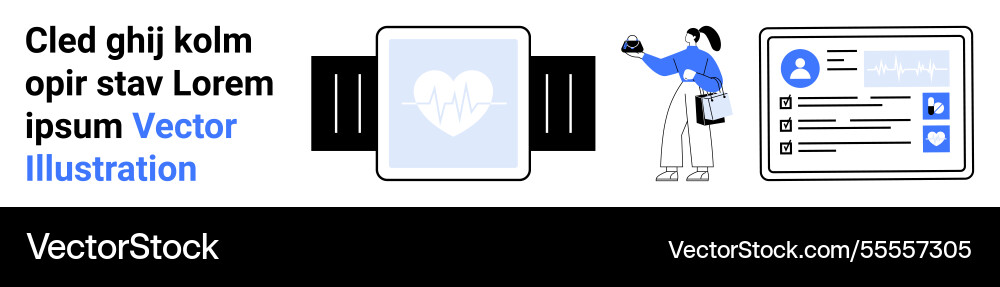 Wearable health tracker user interface and app vector image