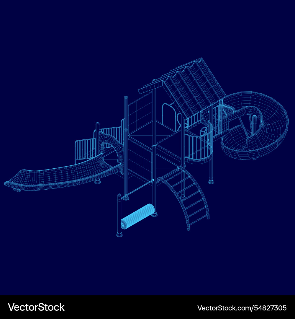 Wireframe playground outline isometric view 3d Wireframe playground outline isometric view 3d vector image