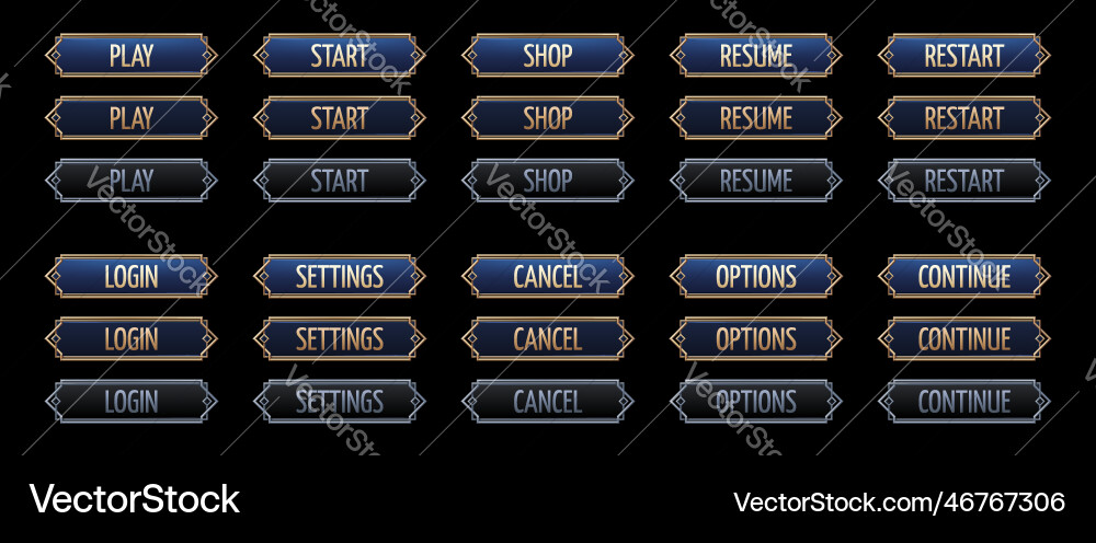 Art deco game interface button ui animation frame Art deco game interface button ui animation frame vector image