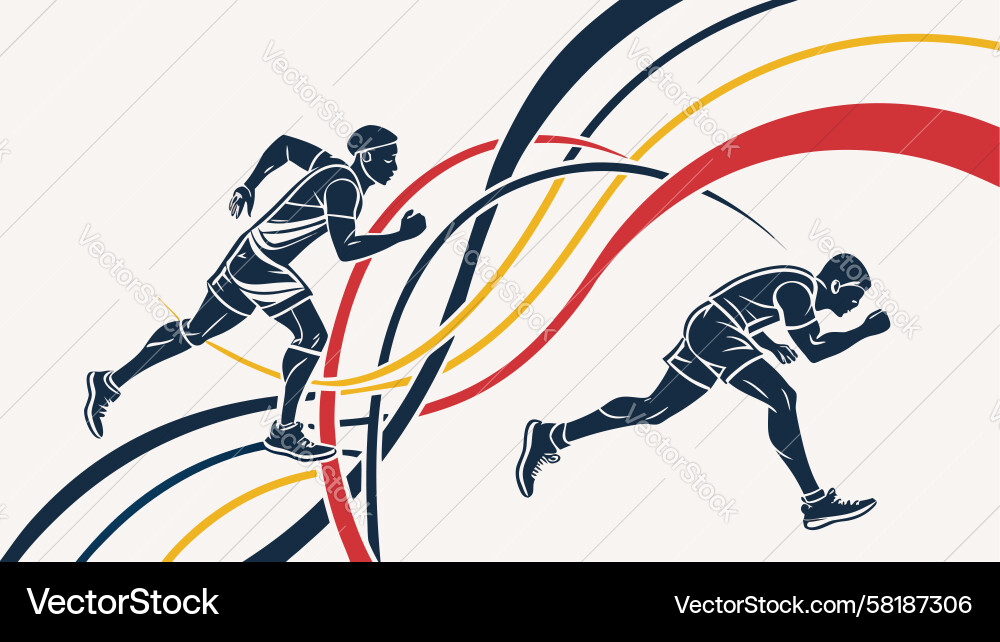 Dynamic Runners in Motion Vector Image
