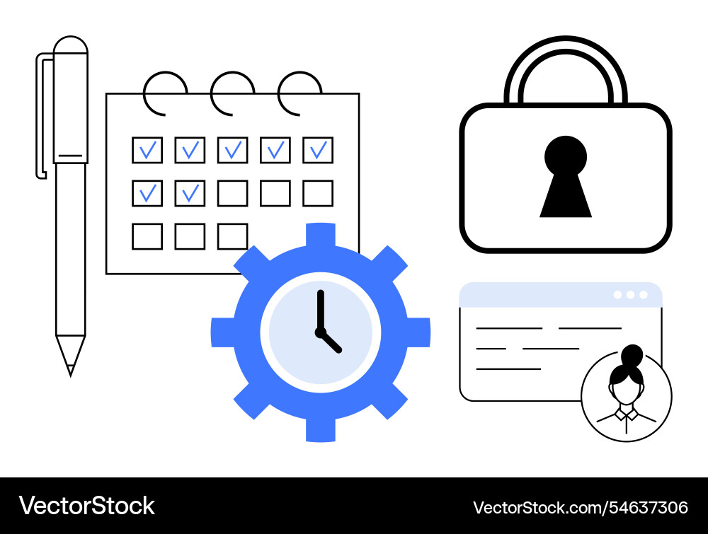 Efficient time management for secure online Efficient time management for secure online vector image