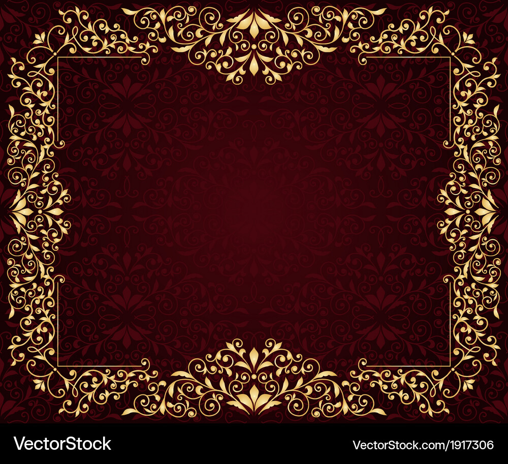 Greeting card with golden frame Vector Image