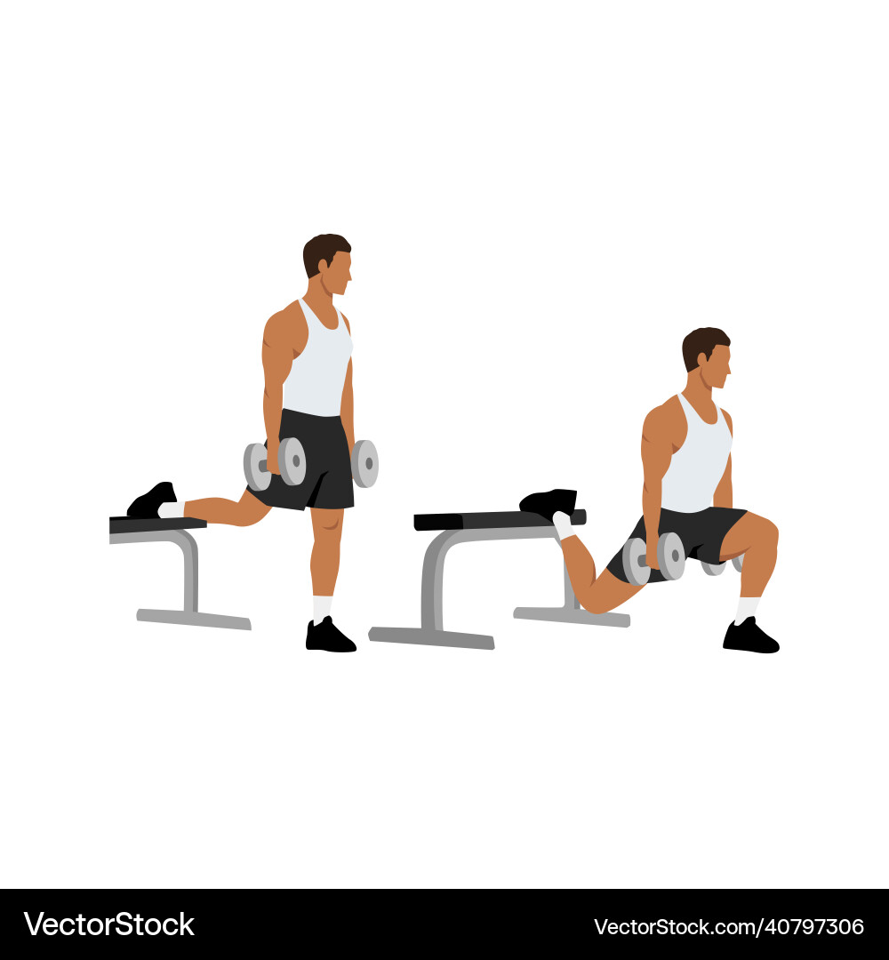 Man doing bulgarian split squats exercise Man doing bulgarian split squats exercise vector image