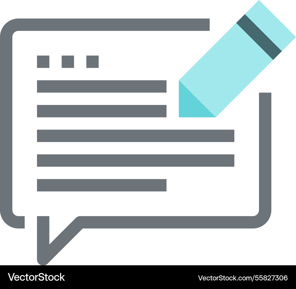 Message bubble flat line web icon concept Vector Image