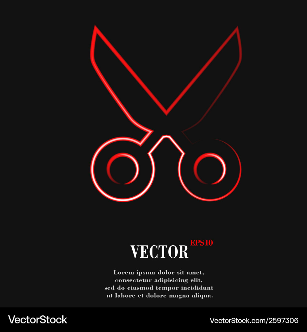 Scissors flat modern web button and space for your Vector Image
