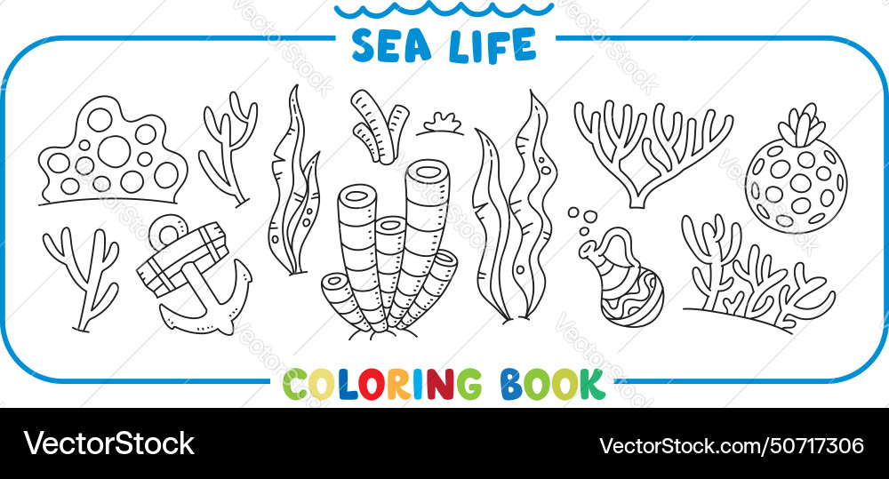 Sea Life Coloring Book - Coral Reef Vector Image