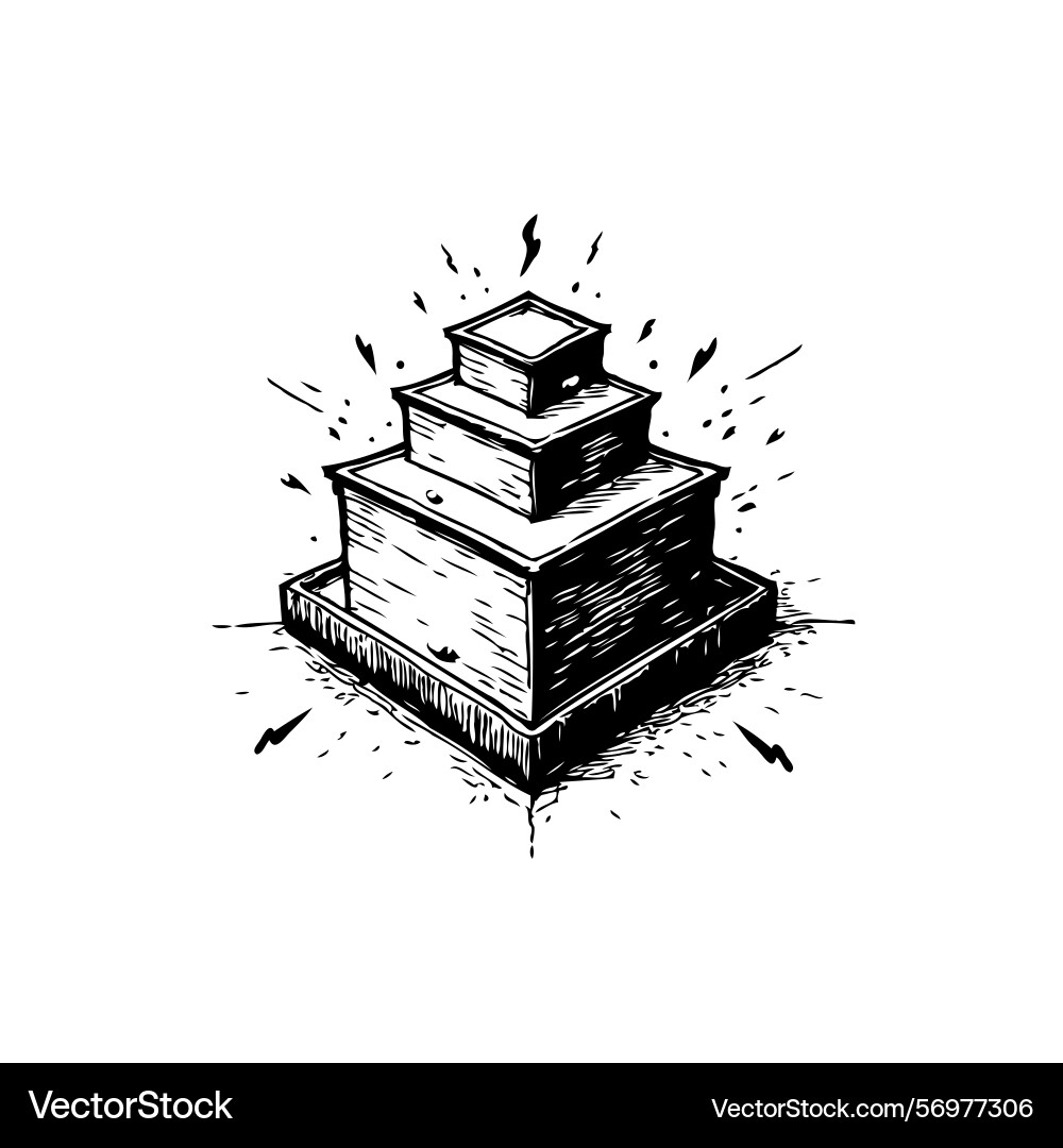 Sketch of a stepped pyramidal structure Sketch of a stepped pyramidal structure Vector Image