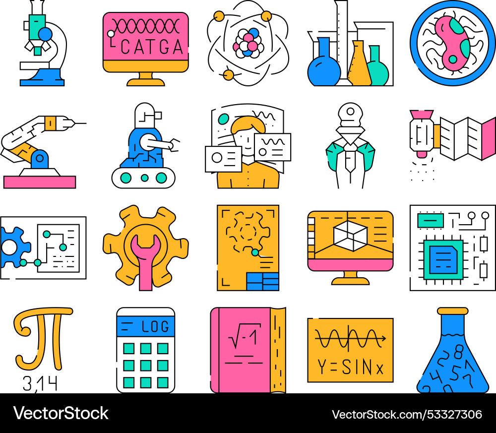 Stem engineer process and science icons set Stem engineer process and science icons set vector image