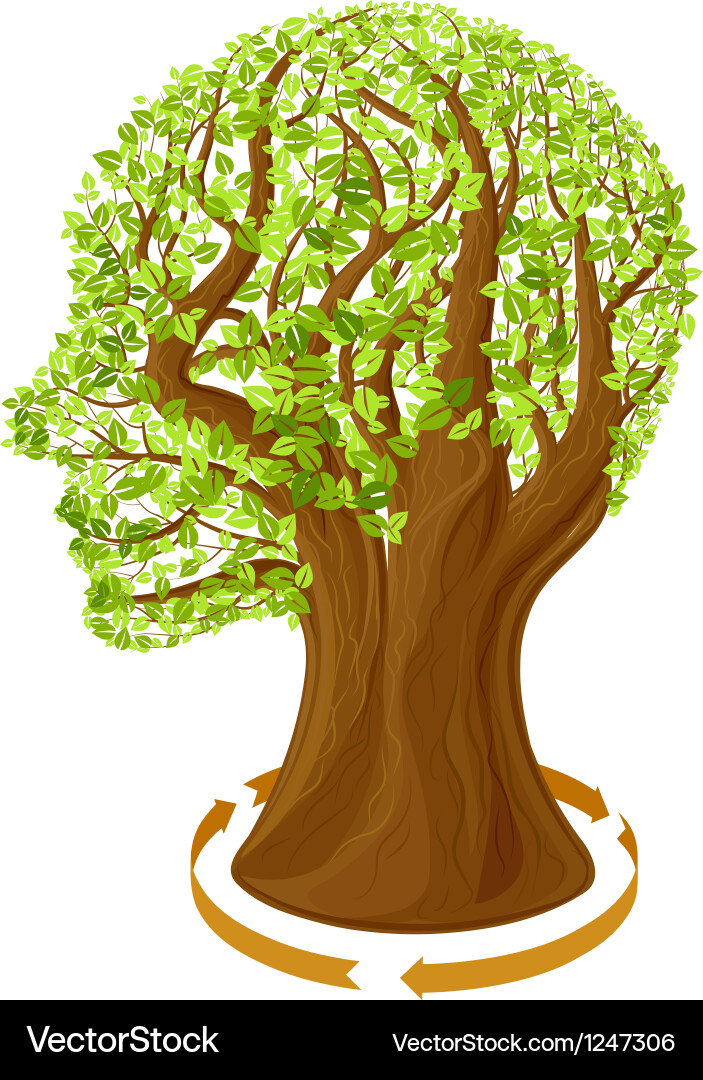Tree with green leaves Royalty Free Vector Image