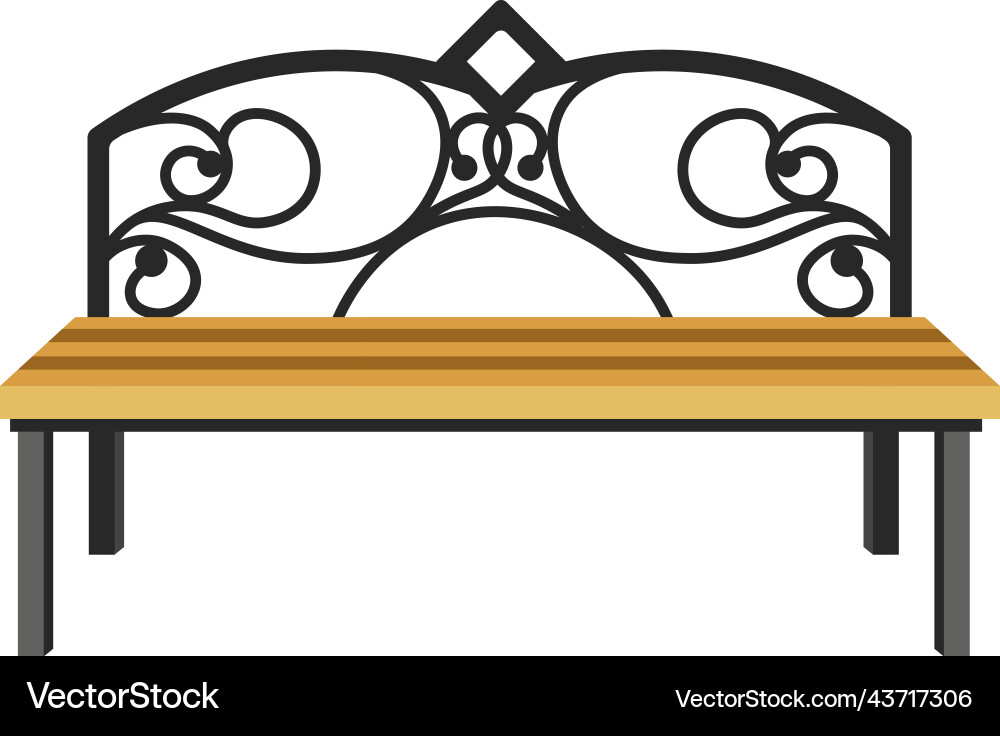 Wooden bench with ornaments outdoors furniture Wooden bench with ornaments outdoors furniture vector image