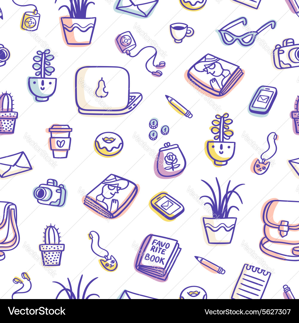 Colorful Tabletop Pattern - Desk Objects vector image