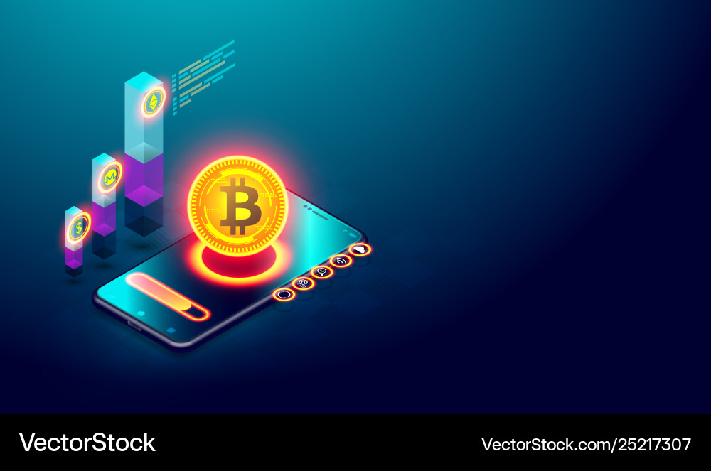 Cryptocurrency bitcoin and blockchain concept Cryptocurrency bitcoin and blockchain concept vector image