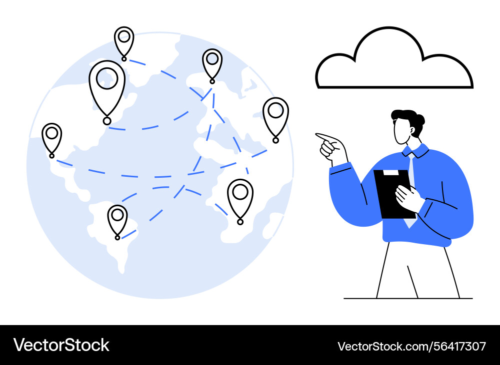 Global connection network with businessman vector image