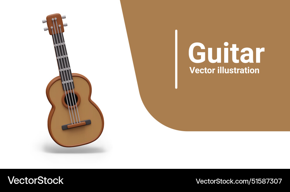 Guitar in 3d style front view classical Guitar in 3d style front view classical Vector Image