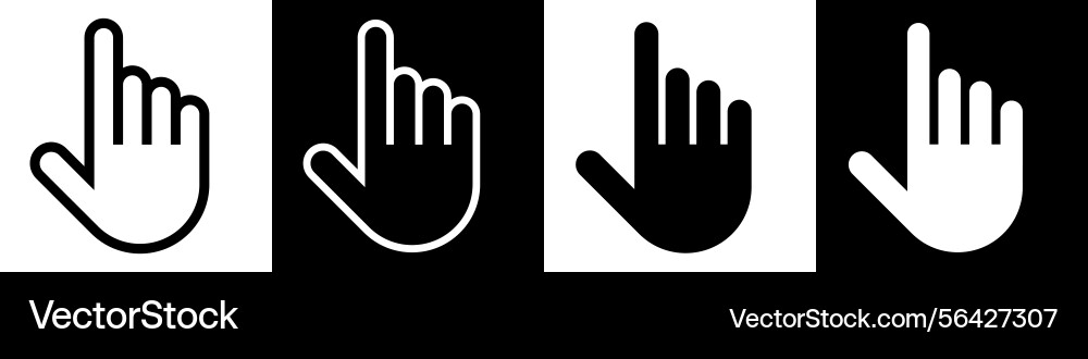 Hand pointer sign set clicking icon pointing vector image