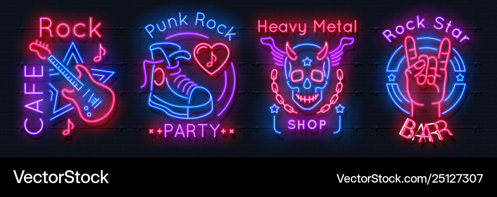 Neon Rock Band Poster vector image