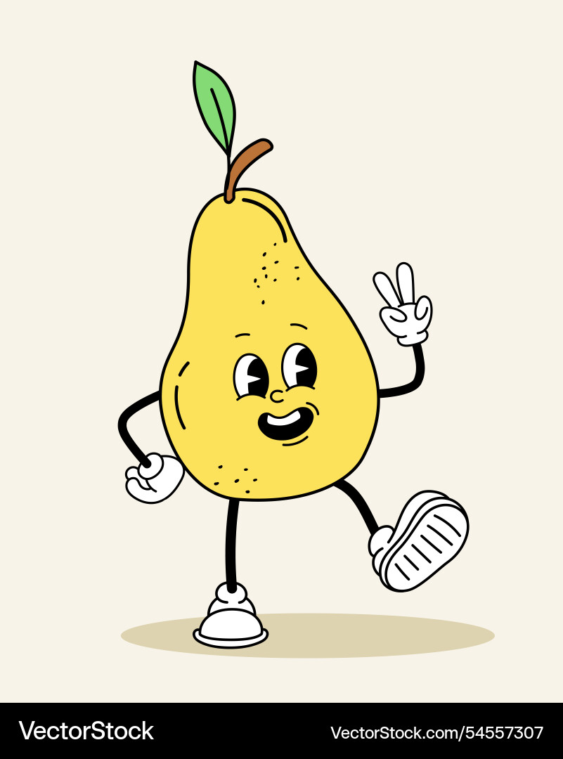 Pear retro character fictional vector image