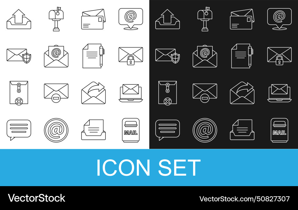 Set line mail box laptop with envelope message Vector Image