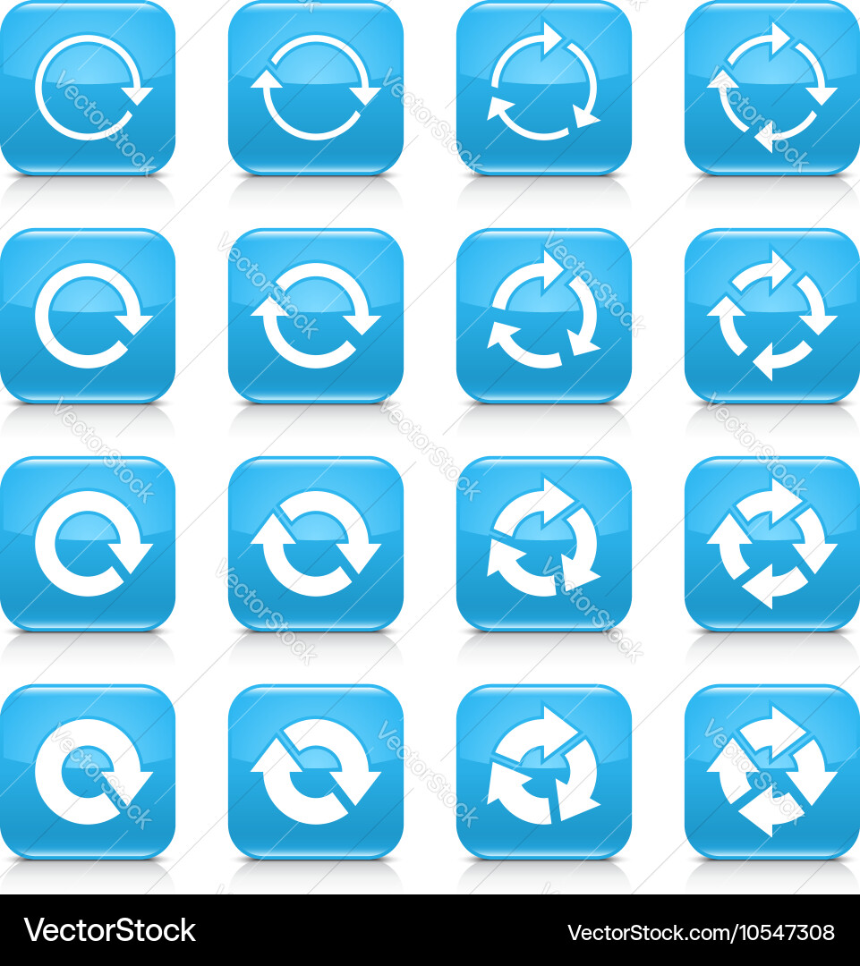 Blue arrow reload sign square icon web button vector image
