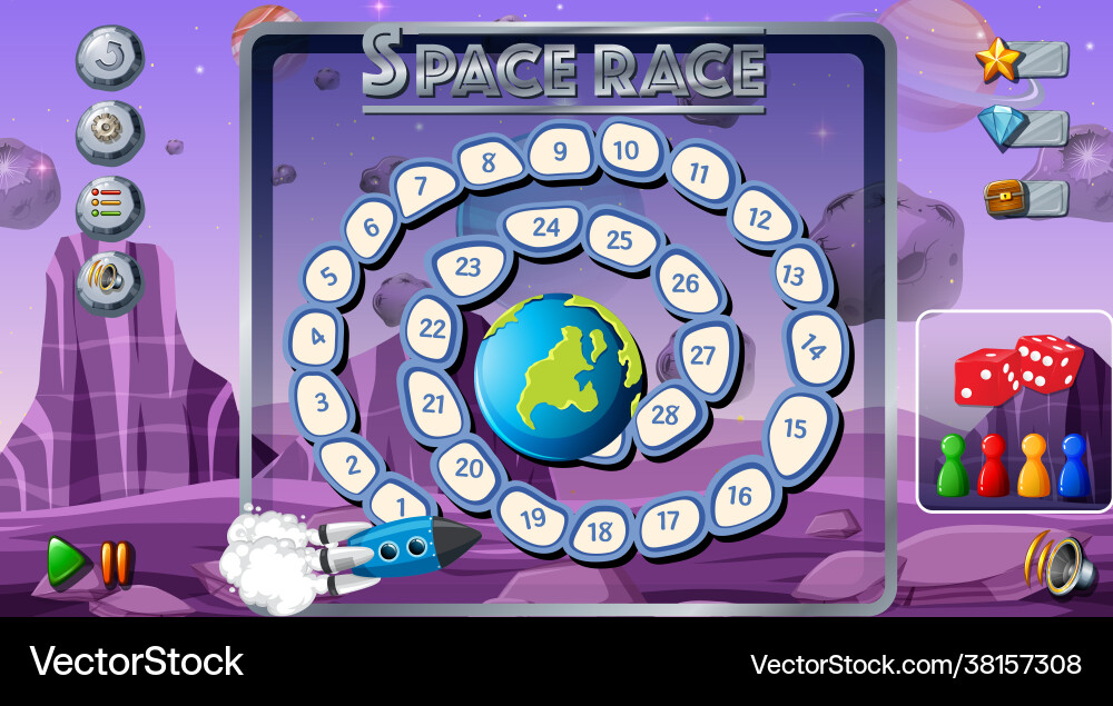 Board game template with space theme Board game template with space theme vector image