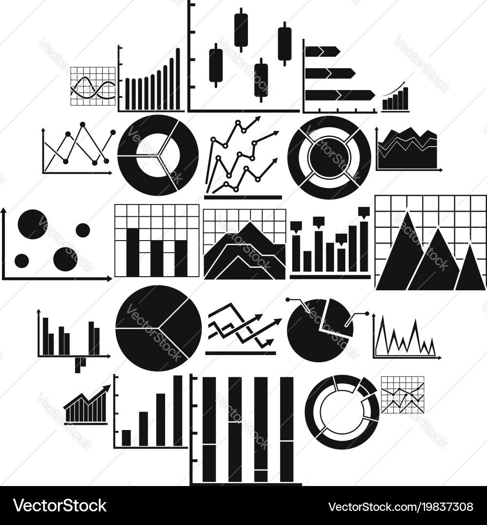 Chart diagram icon set simple style vector image