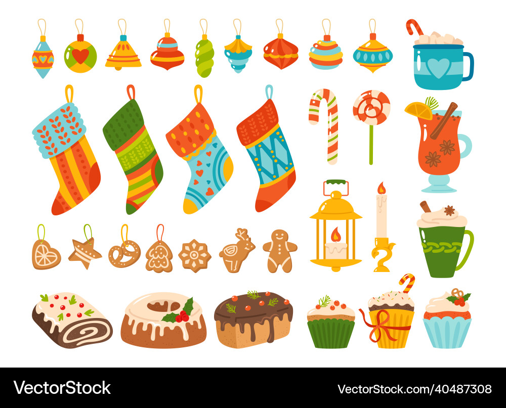 Christmas Cartoon Festive Treats Vector Image