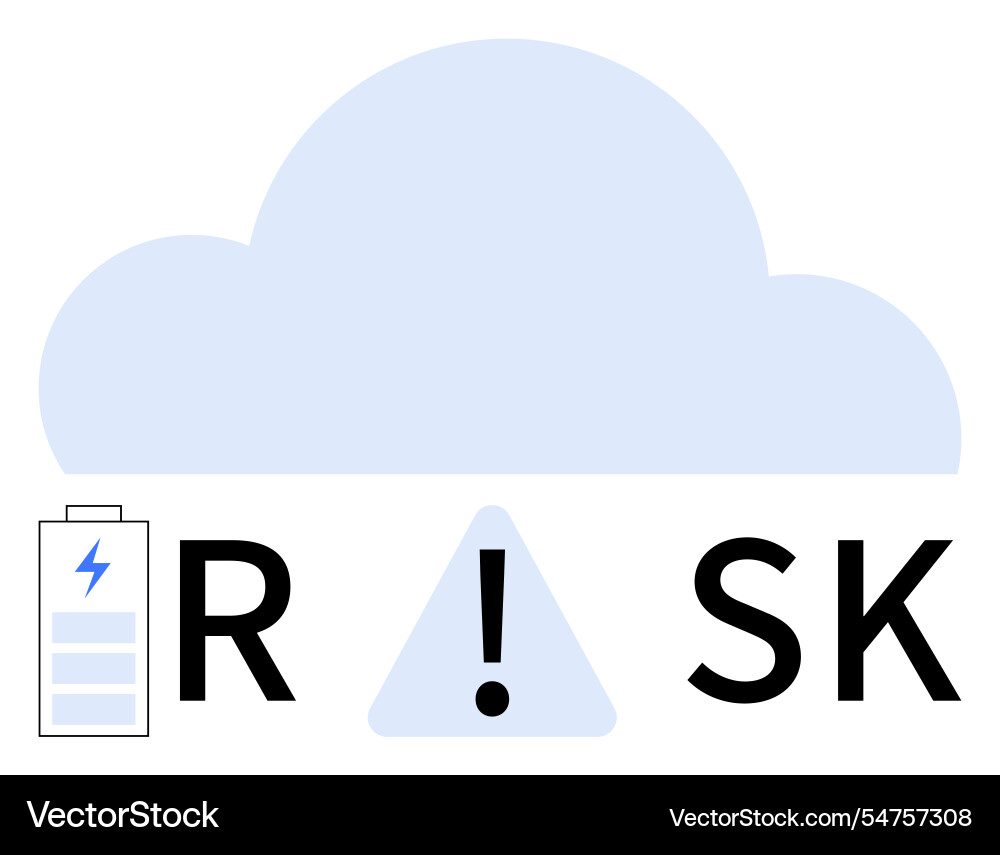 Cloud computing risk with exclamation mark and low Vector Image