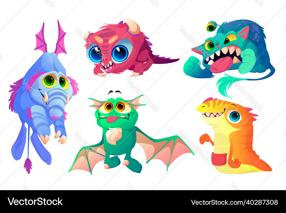 Cute Monster Set - Cartoon Aliens vector image
